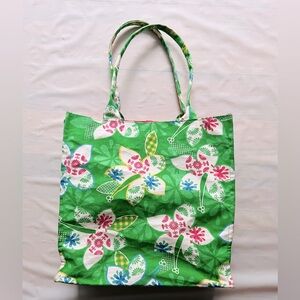 Buckhead Betties cotton canvas Tote Beach Bag Floral Green pink